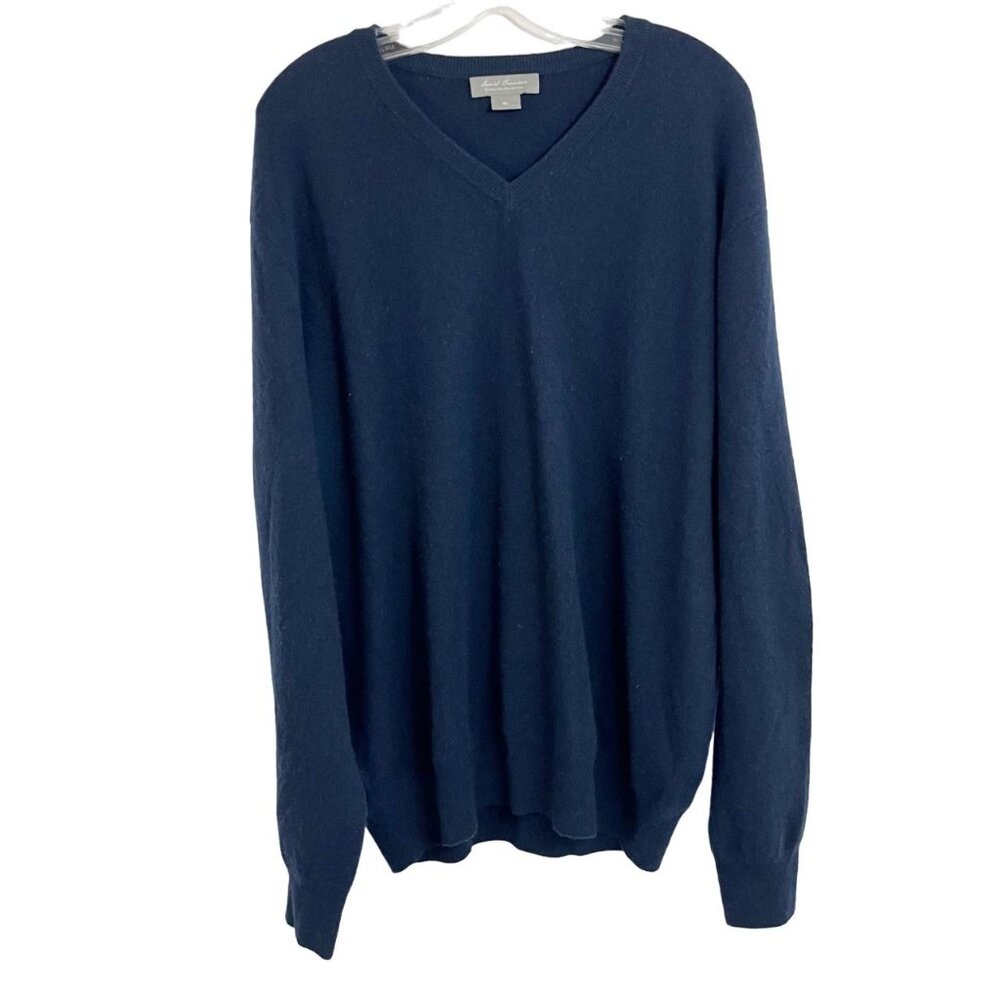 Daniel Cremieux Signature Collection Cashmere Sweater Navy Blue V-Neck Size XL